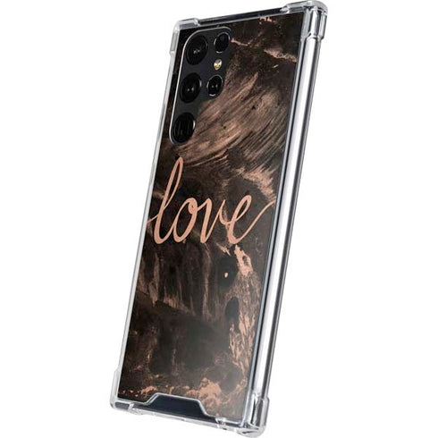 Love Rose Gold Black Galaxy S24 Ultra Clear Case