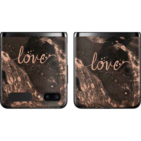 Love Rose Gold Black Galaxy Z Flip Skin