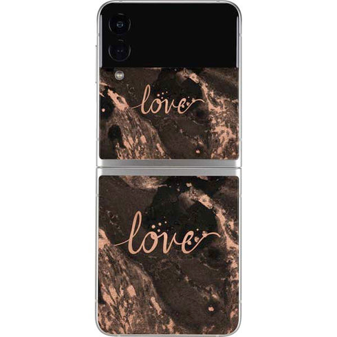 Love Rose Gold Black Galaxy Z Flip3 5G Skin