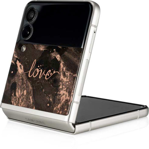Love Rose Gold Black Galaxy Z Flip3 5G Skin