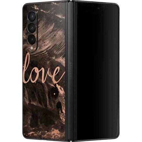 Love Rose Gold Black Galaxy Z Fold3 5G Skin