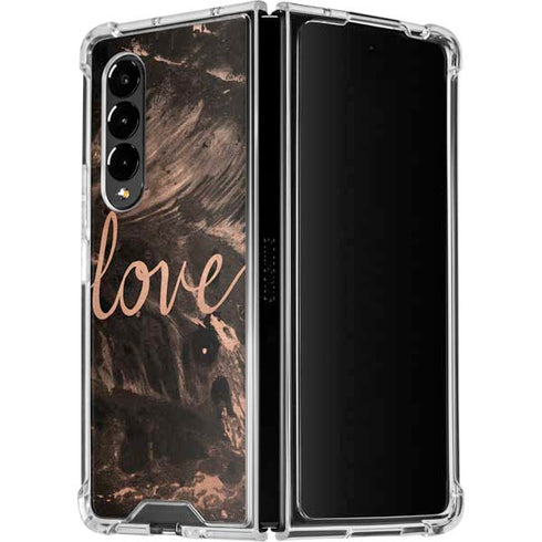 Love Rose Gold Black Galaxy Z Fold4 5G Clear Case