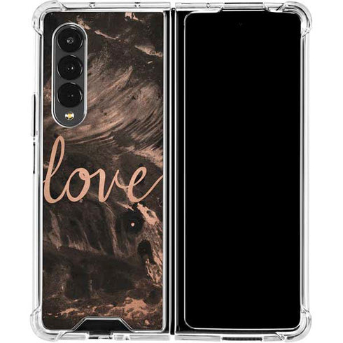 Love Rose Gold Black Galaxy Z Fold4 5G Clear Case