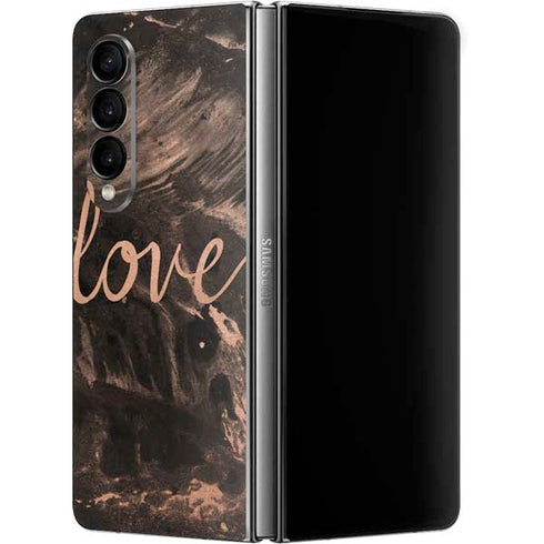 Love Rose Gold Black Galaxy Z Fold4 5G Skin