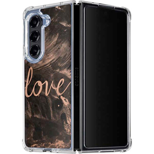 Love Rose Gold Black Galaxy Z Fold5 5G Clear Case