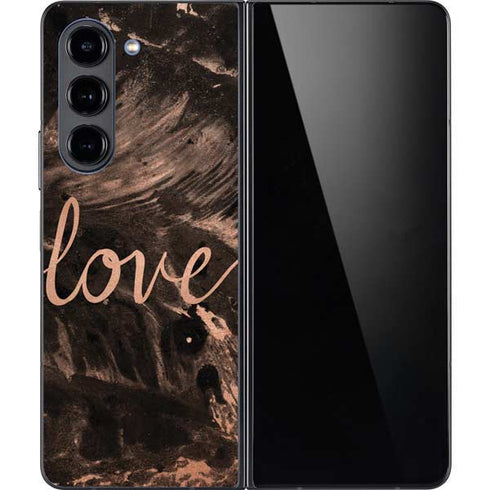Love Rose Gold Black Galaxy Z Fold5 5G Skin