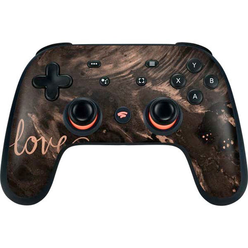 Love Rose Gold Black Google Stadia Controller Skin