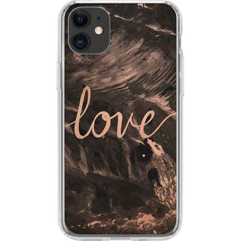 Love Rose Gold Black iPhone 11 Clear Case