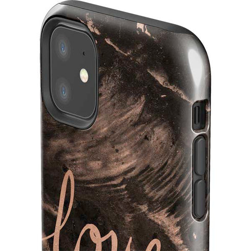 Love Rose Gold Black iPhone 11 Impact Case