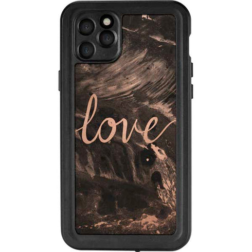Love Rose Gold Black iPhone 11 Pro Max Waterproof Case