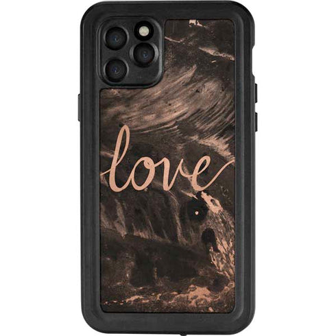 Love Rose Gold Black iPhone 11 Pro Waterproof Case