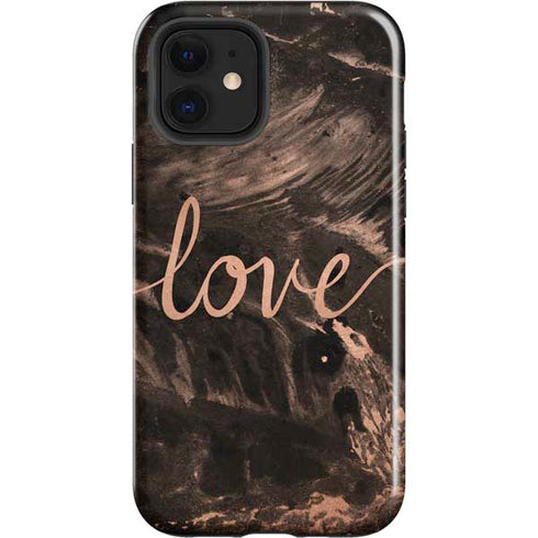 Love Rose Gold Black iPhone 12 Impact Case