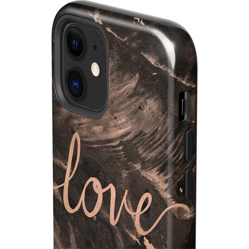 Love Rose Gold Black iPhone 12 Impact Case