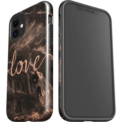 Love Rose Gold Black iPhone 12 Impact Case