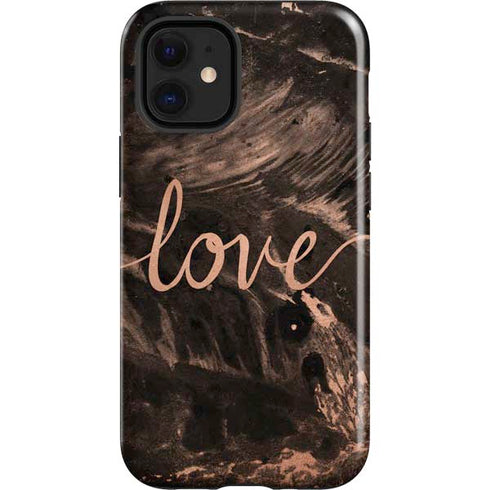 Love Rose Gold Black iPhone 12 Mini Impact Case