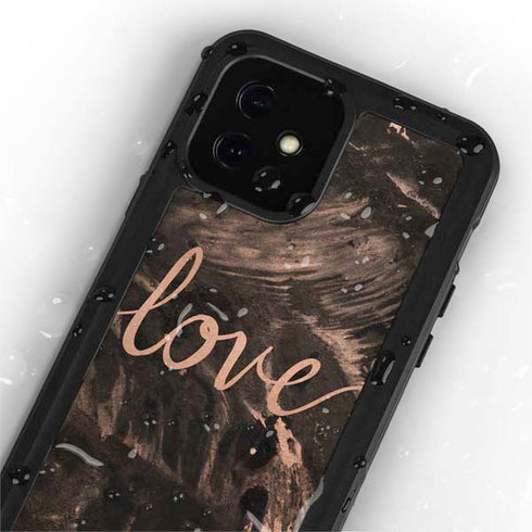 Love Rose Gold Black iPhone 12 Mini Waterproof Case