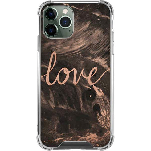 Love Rose Gold Black iPhone 12 Pro Clear Case