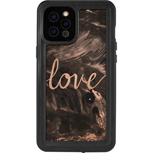 Love Rose Gold Black iPhone 12 Pro Max Waterproof Case