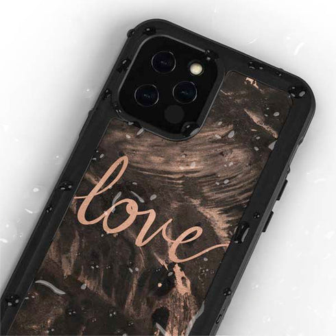 Love Rose Gold Black iPhone 12 Pro Waterproof Case