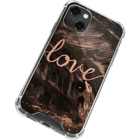 Love Rose Gold Black iPhone 13 Mini Clear Case