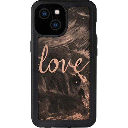 Love Rose Gold Black iPhone 13 Mini Waterproof Case