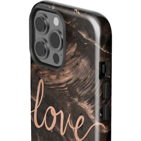 Love Rose Gold Black iPhone 13 Pro Max Impact Case