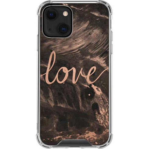 Love Rose Gold Black iPhone 14 Clear Case