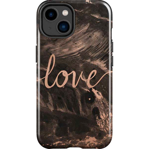Love Rose Gold Black iPhone 14 Plus Impact Case