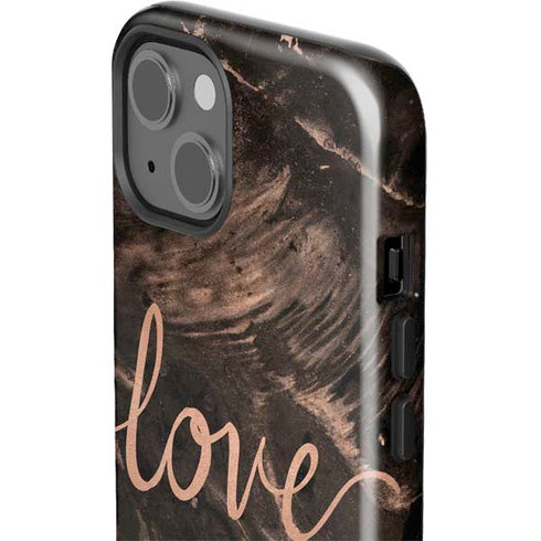Love Rose Gold Black iPhone 14 Plus Impact Case