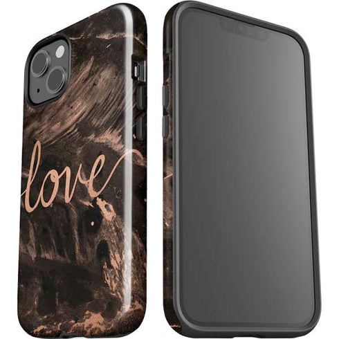 Love Rose Gold Black iPhone 15 Plus Impact Case