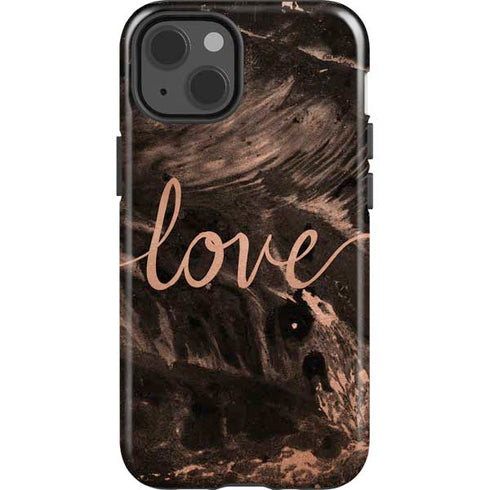 Love Rose Gold Black iPhone 15 Impact Case