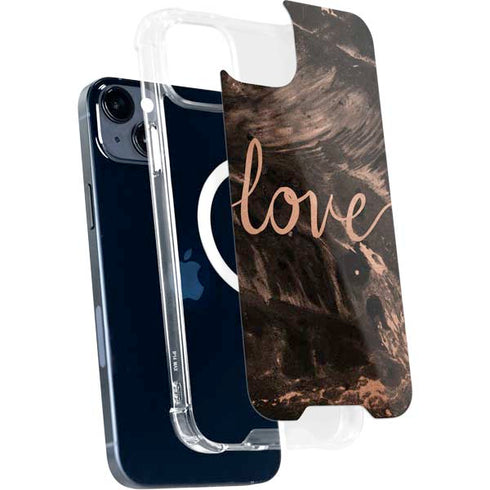 Love Rose Gold Black iPhone 14 Plus MagSafe Case