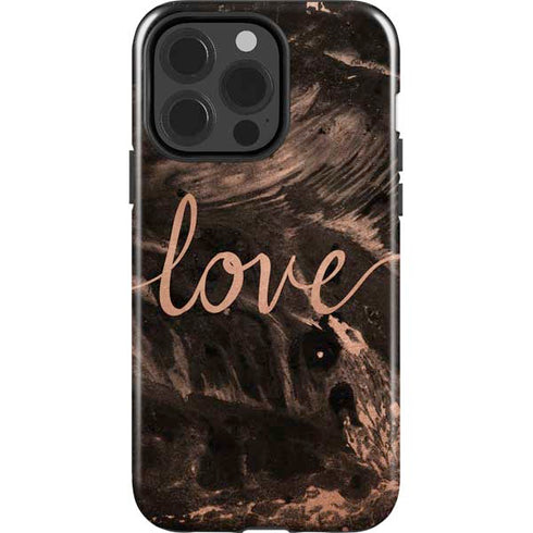 Love Rose Gold Black iPhone 15 Pro Impact Case
