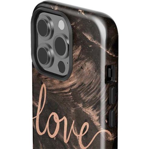 Love Rose Gold Black iPhone 14 Pro Impact Case
