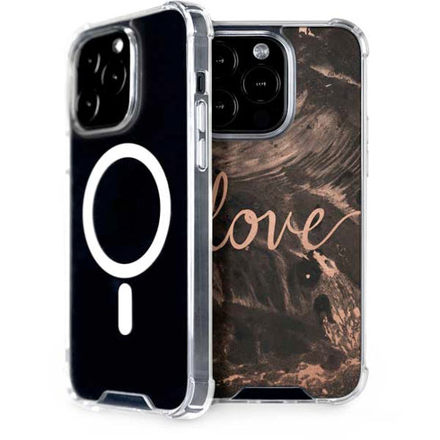 Love Rose Gold Black iPhone 15 Pro MagSafe Case