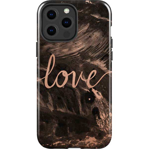 Love Rose Gold Black iPhone 15 Pro Max Impact Case