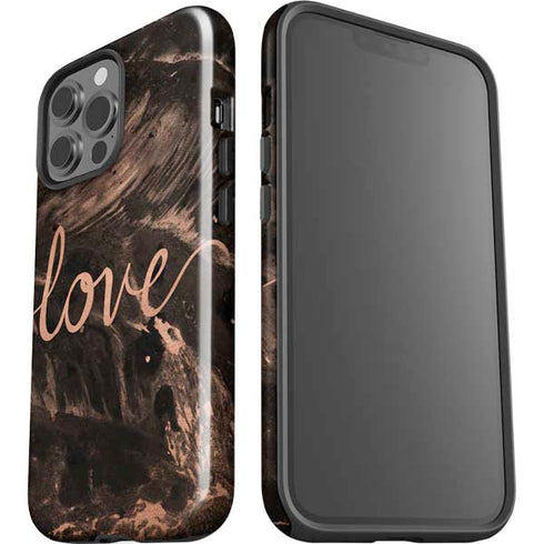 Love Rose Gold Black iPhone 15 Pro Max Impact Case