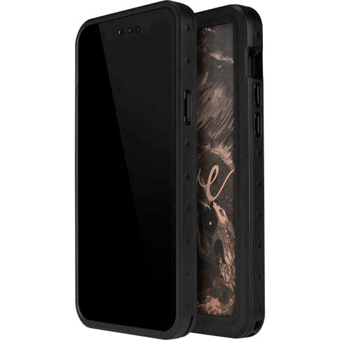 Love Rose Gold Black iPhone 14 Pro Max Waterproof Case