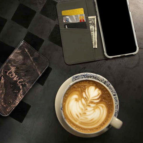 Love Rose Gold Black iPhone 15 Pro Folio Case