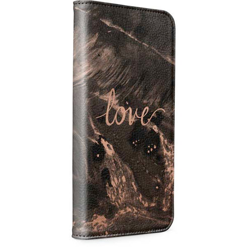 Love Rose Gold Black iPhone 15 Pro Max Folio Case