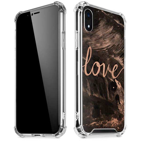 Love Rose Gold Black iPhone XR Clear Case