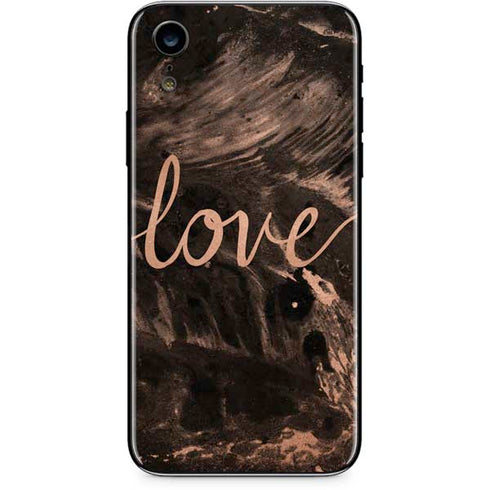 Love Rose Gold Black iPhone XR Skin