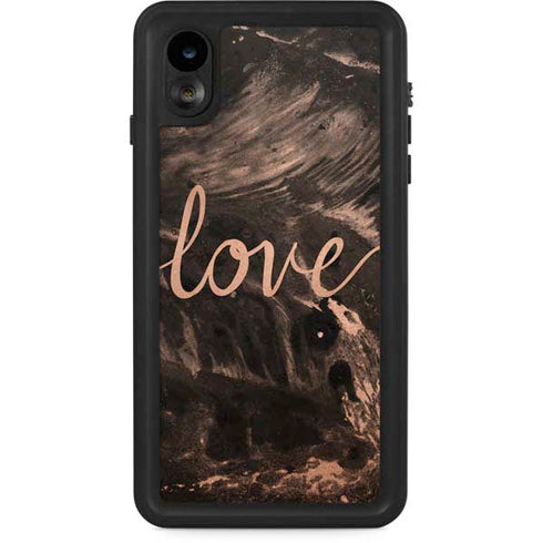 Love Rose Gold Black iPhone XR Waterproof Case