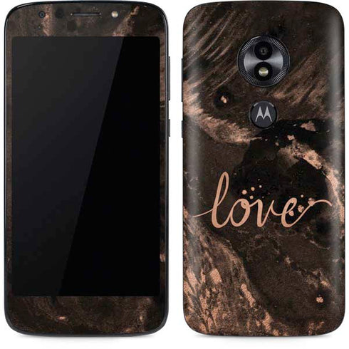 Love Rose Gold Black Moto E5 Play Skin