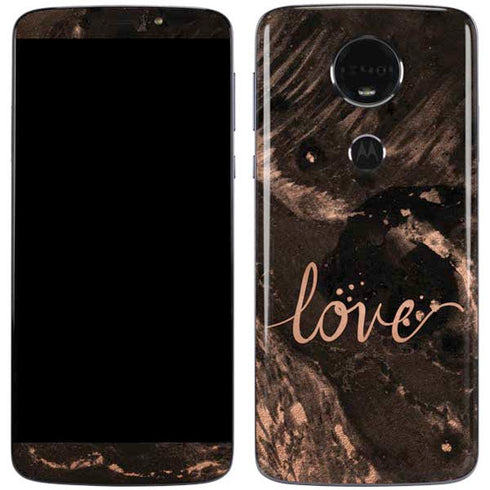 Love Rose Gold Black Moto E5 Plus Skin