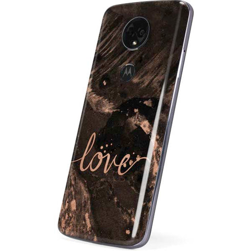 Love Rose Gold Black Moto E5 Plus Skin