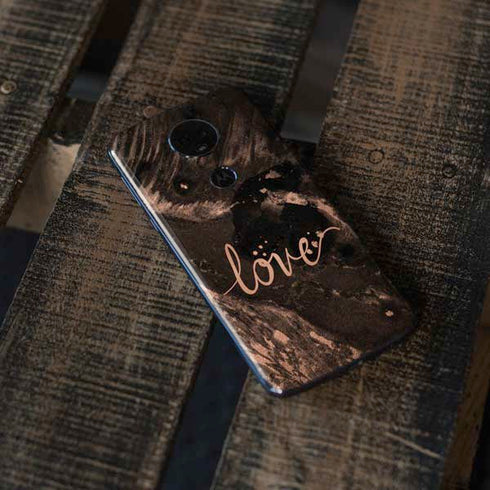 Love Rose Gold Black Moto E5 Plus Skin