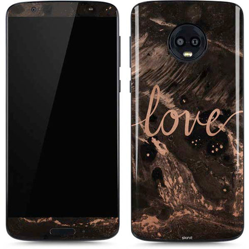 Love Rose Gold Black Moto G6 Skin