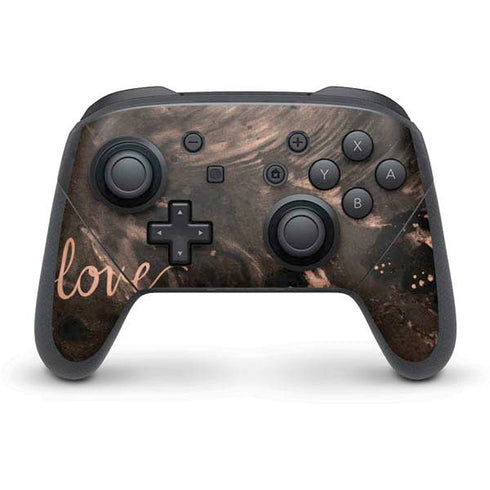 Love Rose Gold Black Nintendo Switch Pro Controller Skin