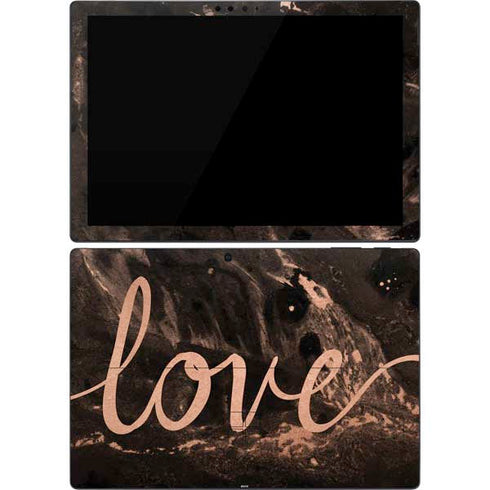 Love Rose Gold Black Surface Pro 7 Skin
